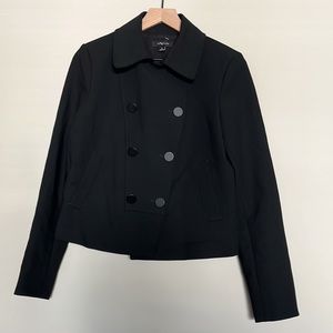 Ann Taylor Black Double-Breasted Jacket Blazer